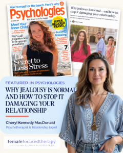 Psychologies feature with confident therapist portrait